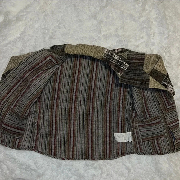 Vintage Quilted Patchwork Earth Toned / Neutral Button Up Jacket/Cardigan Medium - Picture 6 of 7